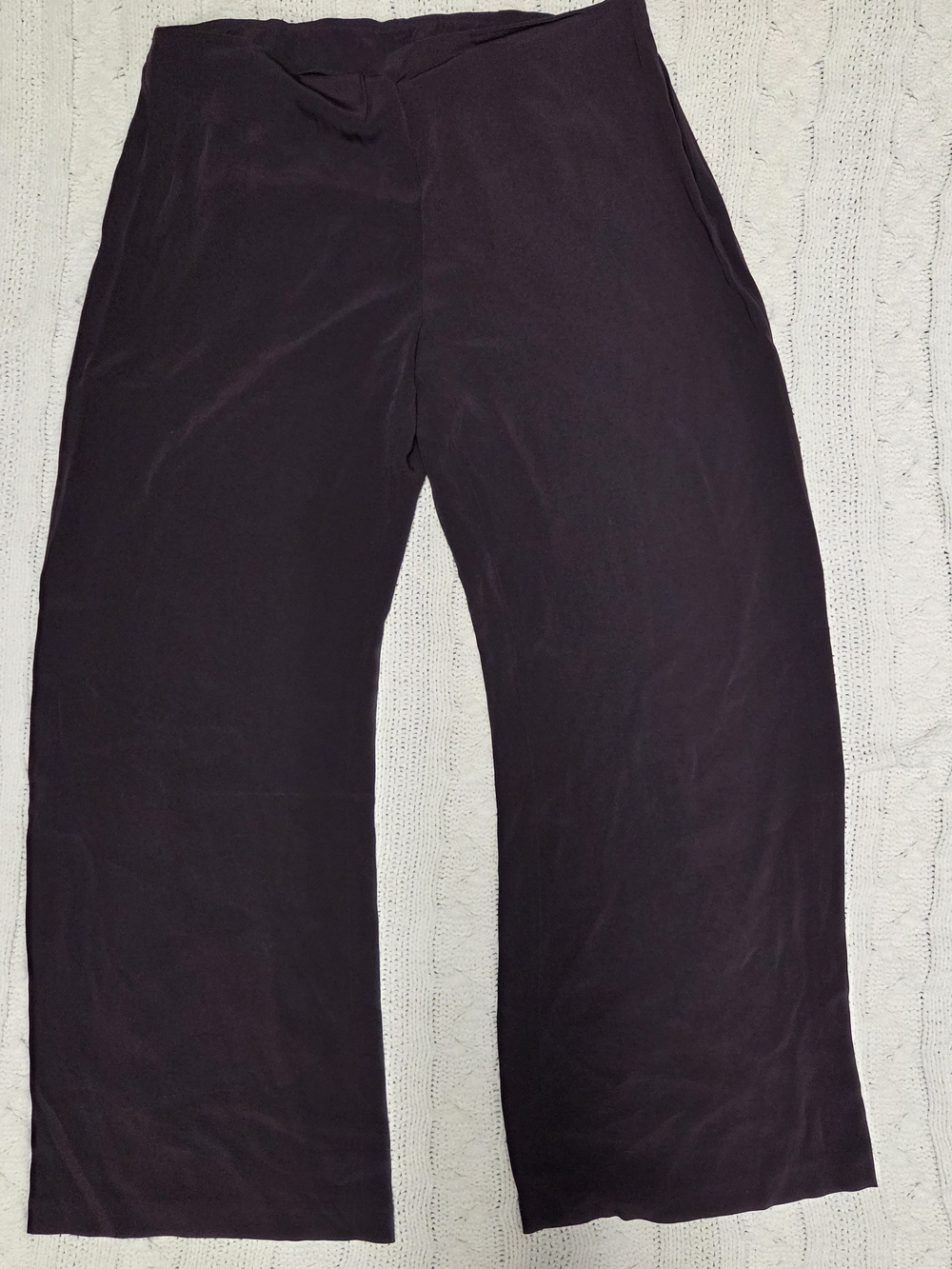 Eileen Fisher Wide-Leg Pants in Deep Plum 100% Silk